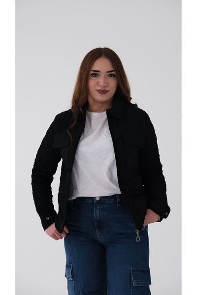 Blues Outlet PALOTO MATLASAT DE MARCA FEMEI CU BUZUUNAR FATA-NEGRU