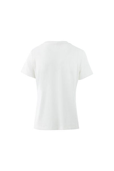 GİZİA Embroidered White T-shirt with Lanyard Detail