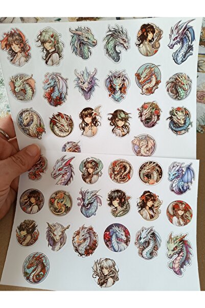 Pink Swan Craft مجموعة ملصقات تنين بنمط الرسوم المتحركة، كمبيوتر محمول، آيباد...