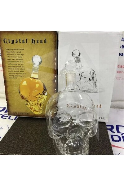 FG KONNİCHİWA Cam Kafatası Sürahi Kafatası Şişesi Mantarlı 550 ml Skull Head