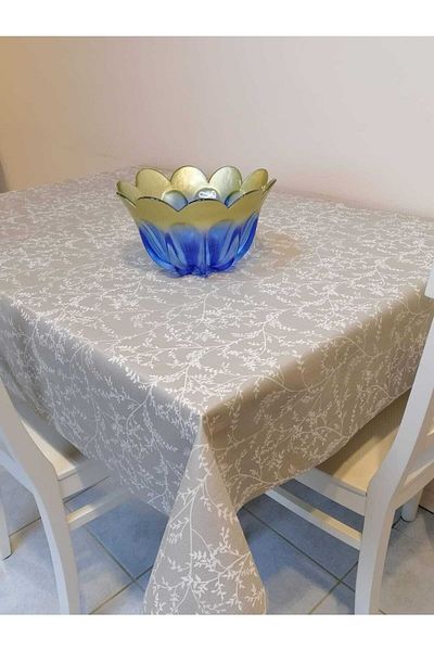 Başak Ev Tekstili Pânză de ulei din PVC din fibră - Față de masă detașabilă cu model