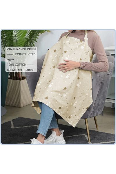 Ferdys Cream Nursing Apron, Multi-Purpose Nursing Cover, Stroller Cover 100% Cotton