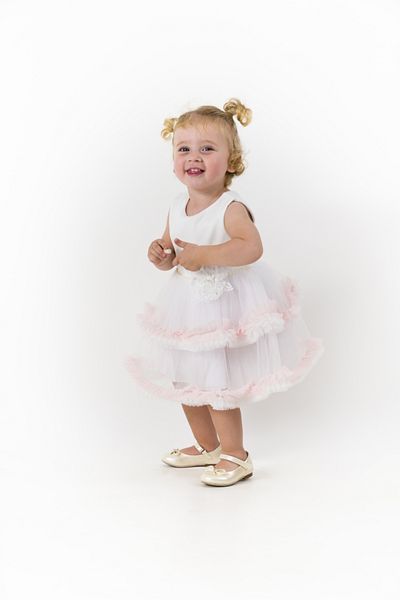 WECAN EXCLUSİVE Colorful Skirt Ruffle Dress White