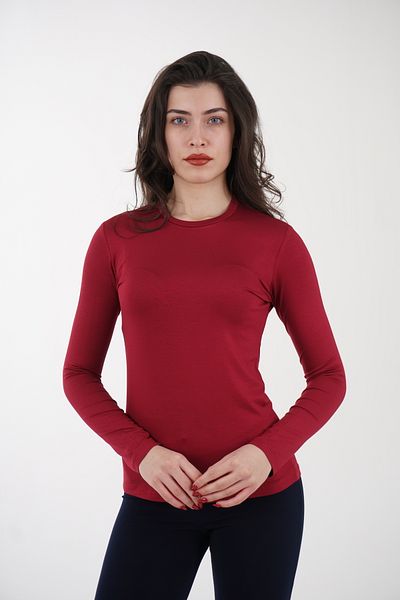 CHAURA Crew Neck Basic Long Sleeve Combed Cotton Blouse