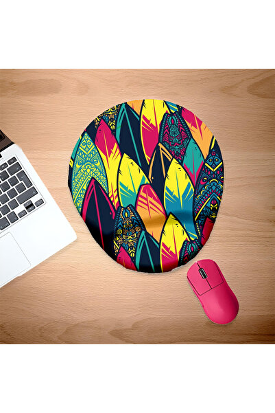UcuruStore Πολύχρωμο Mouse Pad με σχέδιο φύλλων και στήριγμα καρπού