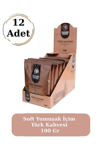 Sahure Hanım Premium Fresh Ground Soft Soft Drink Turkish Coffee with Plenty of Foam 100 Gr (12 Pieces)