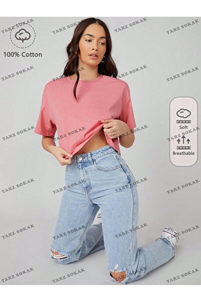 Tarzsokak Cultură COD- 232913   Bumbac Drop Umăr Solid Scurt