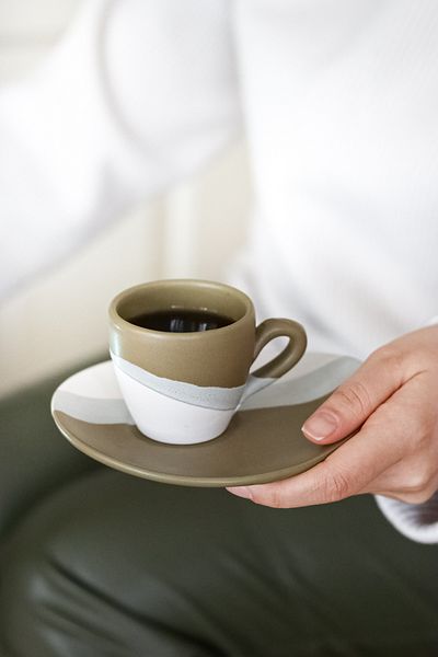 Beige & Stone Natural Stone Coffee Cup Khaki Green