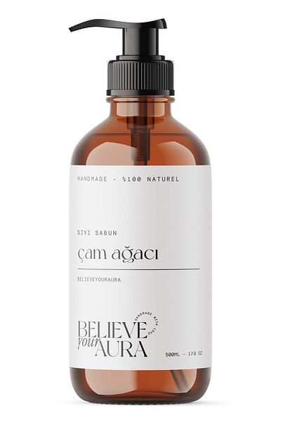 Believe Your Aura 100% Natural Pine Tree Oil Hand and Skin Liquid Soap - Vitamin E Aloe Vera Shea Butter - 500 ml