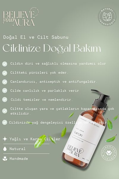 Believe Your Aura 500 ml Cinnamon Extract Hand and Skin Liquid Soap - Vitamin E Aloe Vera Shea Butter