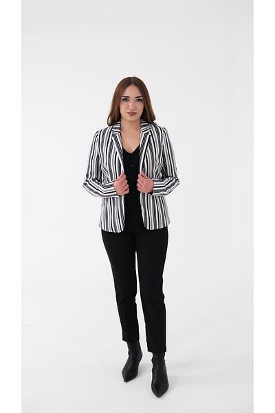 Blues Outlet BLAZER DAMA JACHETA CU UN BUTON IN dungi-ALB
