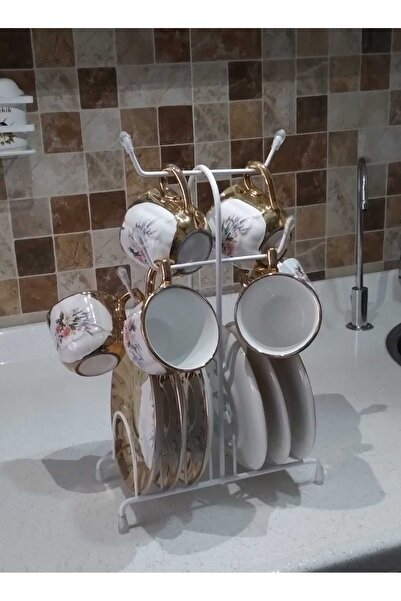 YÜCEKAYA GİRİŞİMCİLİK White Countertop - Cup Holder Kitchen Organizer with Hangers and Plates