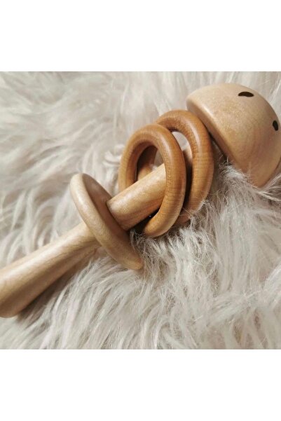 Hobimaker Akçaağaç Ahşap Mantar Çıngırak ve Diş Kaşıyıcı