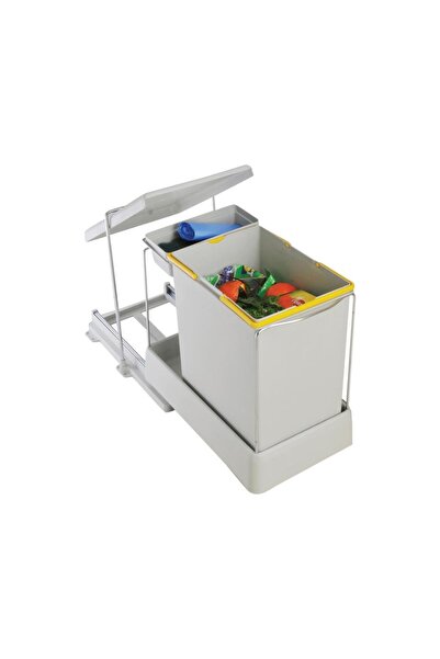 Nettekaçmaz Raylı Dolap İçi Çöp Kovası Gri 20 Litre