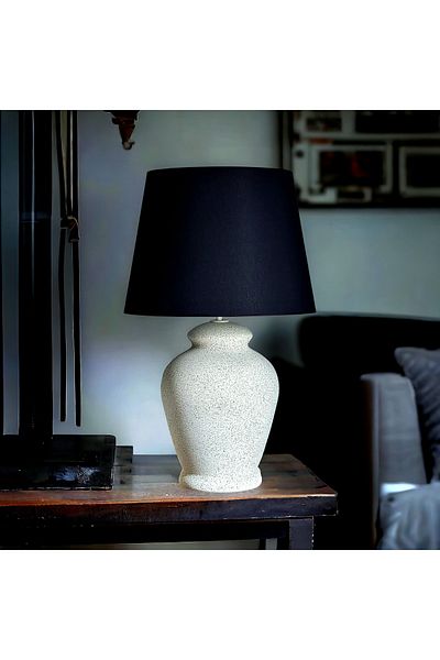 Qdec Vintage Ceramic Lampshade Rustic Granite - Black