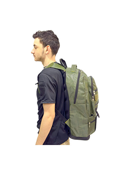 Asker Kolisi 55+10 Litre Genişletilebilir Haki Dağcı Outdoor Kamp Sırt Çantası