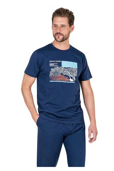 Pierre Cardin Ανδρικό σετ πιτζάμες Navy Blue με κοντό μανίκι