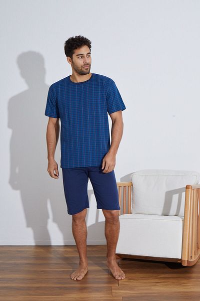 Ayans Pijama Σετ ανδρικές πιτζάμες Capri από χτενισμένο βαμβακερό μονό ζέρσεϊ