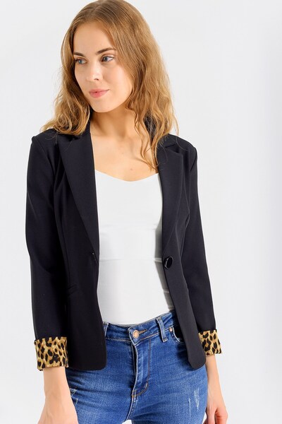 Jument Κομψό υφασμάτινο μπλέιζερ γραφείου με μακρύ μανίκι με γιακά και τσέπες...