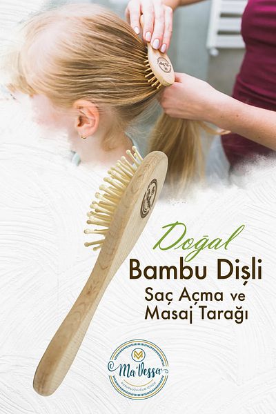Ma'Vessa Natural Goat Hair Baby Hair Brush and Bamboo Tooth Natural Hair Brush Set of 2