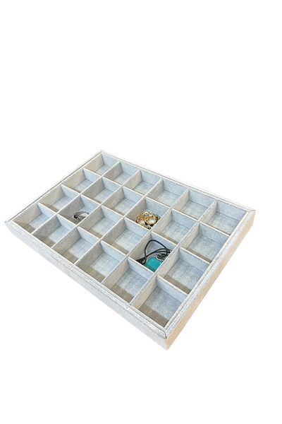 STAND MARKET 24 Compartment Suede Gray Jewelry Material Table