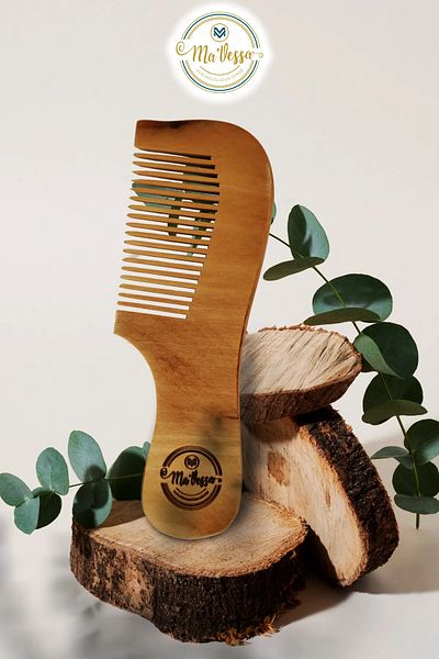 Ma'Vessa 100% Natural Wooden Handle Hair Comb for Baby & Kids