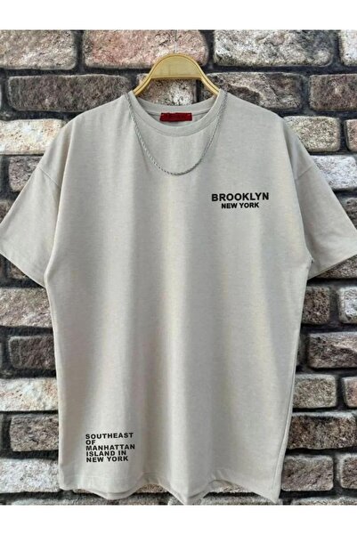 ORLONTEX Ανδρικό μπλουζάκι Smoke Grey Brooklyn NY με τύπωμα oversized