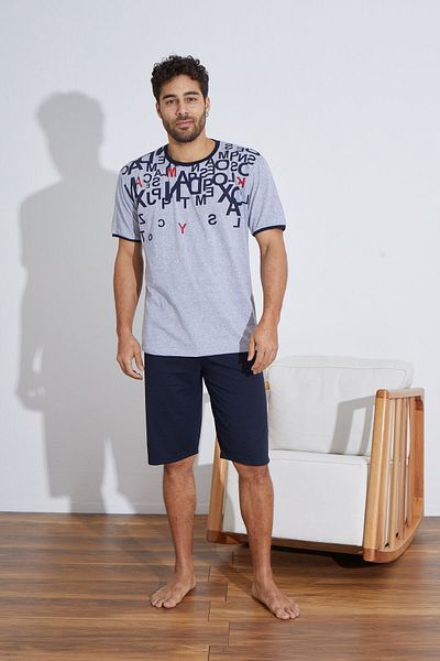 Ayans Pijama Σετ ανδρικές πιτζάμες Capri από χτενισμένο βαμβακερό μονό ζέρσεϊ