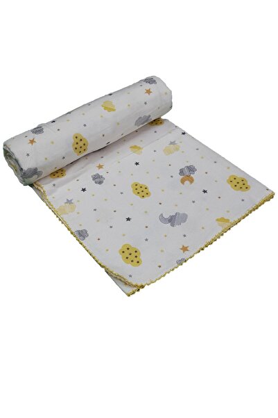 Dp Home بطانية أطفال فلانيل بنمط سحابة باللون الأصفر