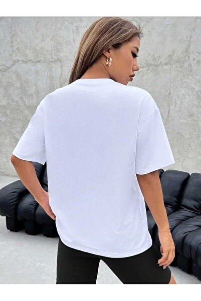 GYES Women's White T-shirt & Black Tights Set ACTIVE Printed