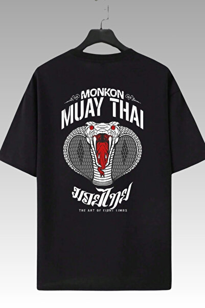 AEMİ Muay Thai Muaythai Kick Boks Boxing Uzak Doğu Sırt Ön Baskılı Oversize T...