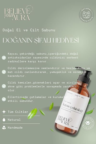 Believe Your Aura 500 ml Vitamin E Aloe Vera Shea Butter - Apricot Kernel Plant Extract Skin Liquid Soap
