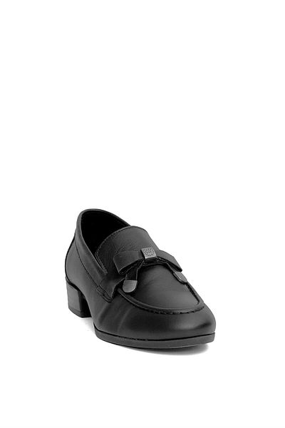 Mammamia D24YA-3800 Women's Leather Heeled Shoes Black