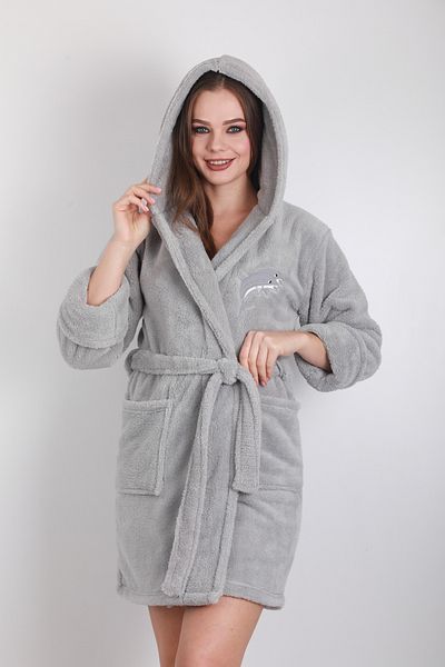 Wild Love Women's Hooded Embroidered 100% Bamboo Short Dressing Gown