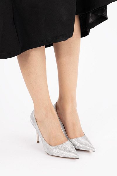 Getcho Pantofi cu toc rochie de seară stiletto argintiu Cabra pentru damă 