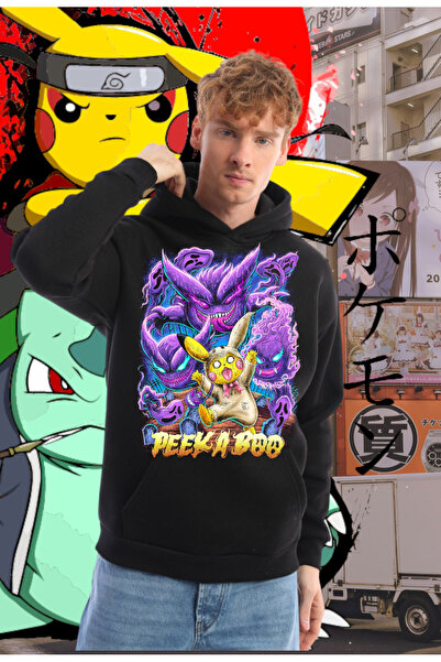FG KONNİCHİWA POKEMON BROOMET Hanorac cu glugă de design Anime Manga cu glugă Anime Manga Unisex Oversize Harajuku