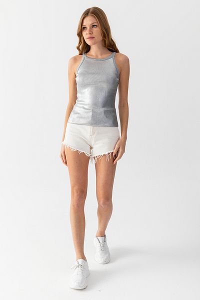 Lendora Women's Summer Undershirt with Straps and Foil Detail