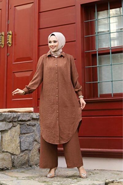 Sfg Life Moda Set de lenjerie de in și cămașă lungă și pantaloni Hijab Washed...