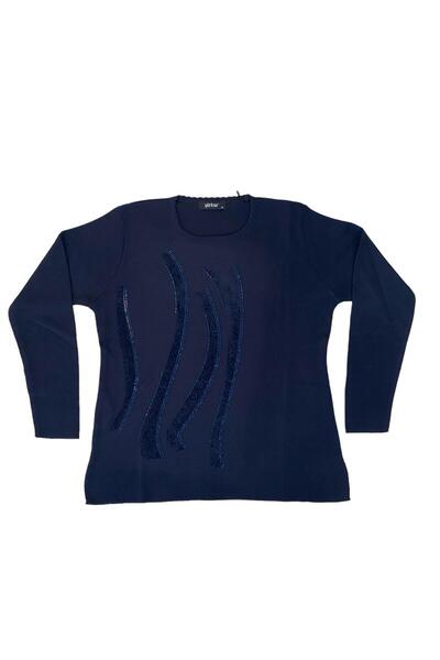 Gürkan Triko Pulover tricotat Gürkan O Gât subțire din oțel tricotat bleumarin