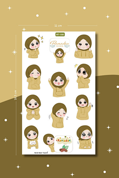 Burak Baskı Tasarım Hoodie Hijabi, Kapüşonlu Tesettürlü Kız I?slami Sticker S...