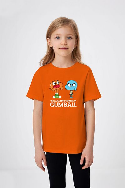 ADABEBEK Amazing World of Gumball and Darwin Printed Girl's T-Shirt