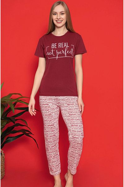 LİLA İÇ GİYİM WOMEN'S COTTON PAJAMAS SET