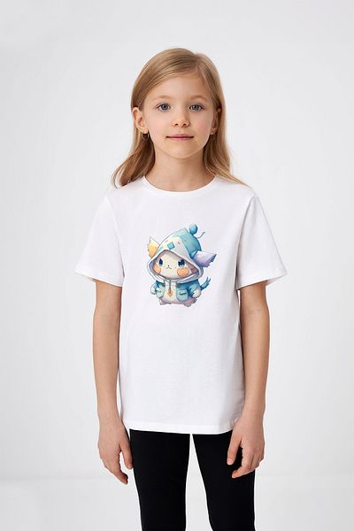 ADABEBEK Tricou pentru fetiță cu imprimeu iepure anime cu pălărie