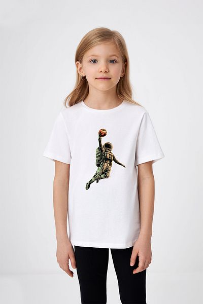 ADABEBEK Tricou pentru fetiță cu model astronaut de baschet