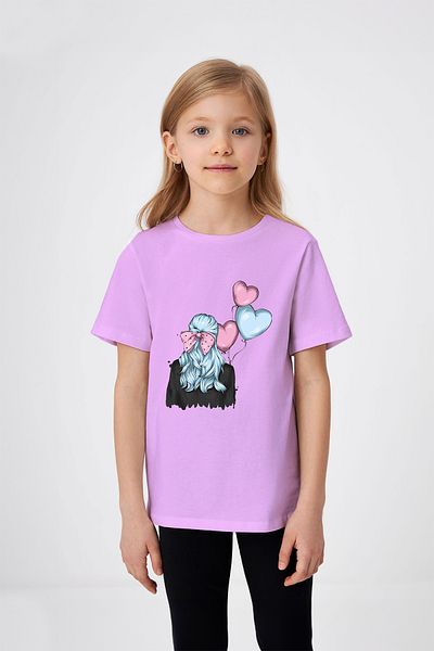 ADABEBEK Tricou pentru fetiță cu imprimeu cu baloane cu inimă