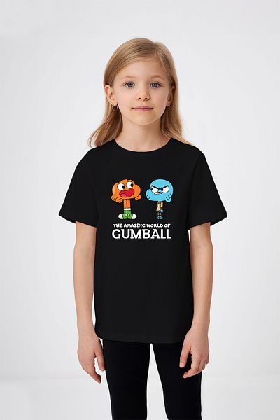 ADABEBEK Tricou pentru fetiță cu imprimeu Amazing World of Gumball și Darwin
