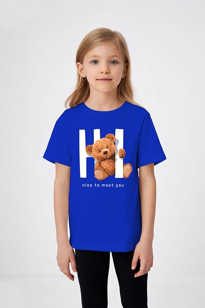 ADABEBEK Γεια σας! Λεπτομερές Teddy Bear εμπριμέ μπλουζάκι για κορίτσια