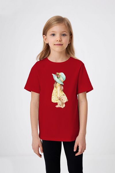 ADABEBEK Rochie Galbenă Detaliată Ursuleț De Pluș Tricou Fetă Imprimat Fată