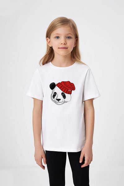 ADABEBEK Tricou Fetă Imprimat Hat Smiling Face Panda