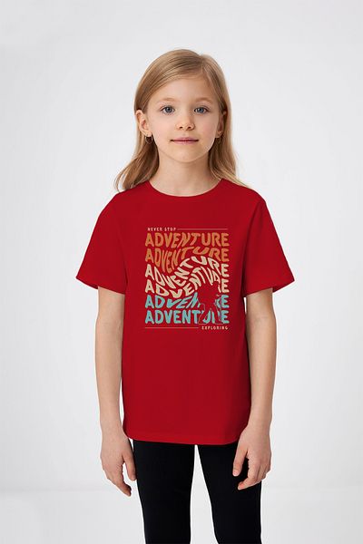 ADABEBEK Adventure Camping Patterned Printed Girl's T-Shirt